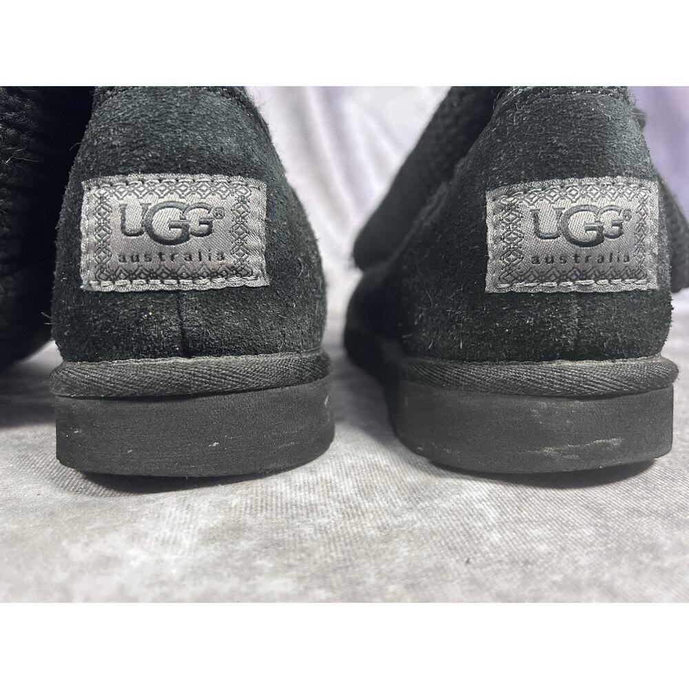 UGG Classic Cardy 5819 Womens Size 7 Black Knit Tall Boots 3 Button - Picture 3 of 4